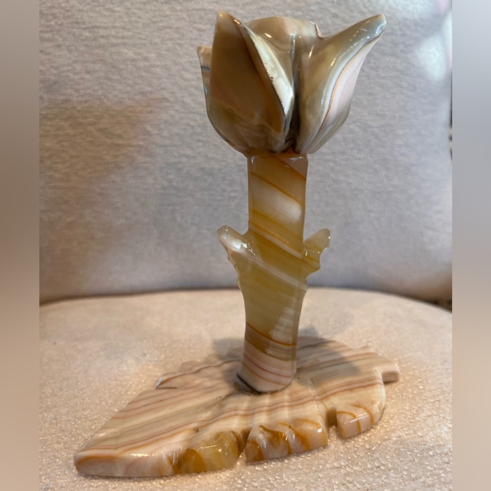 Multicolored vintage tulip stone candle holder